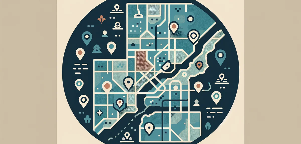 A map of Fukuoka prefecture with pins marking different cities and job icons scattered across it, fl